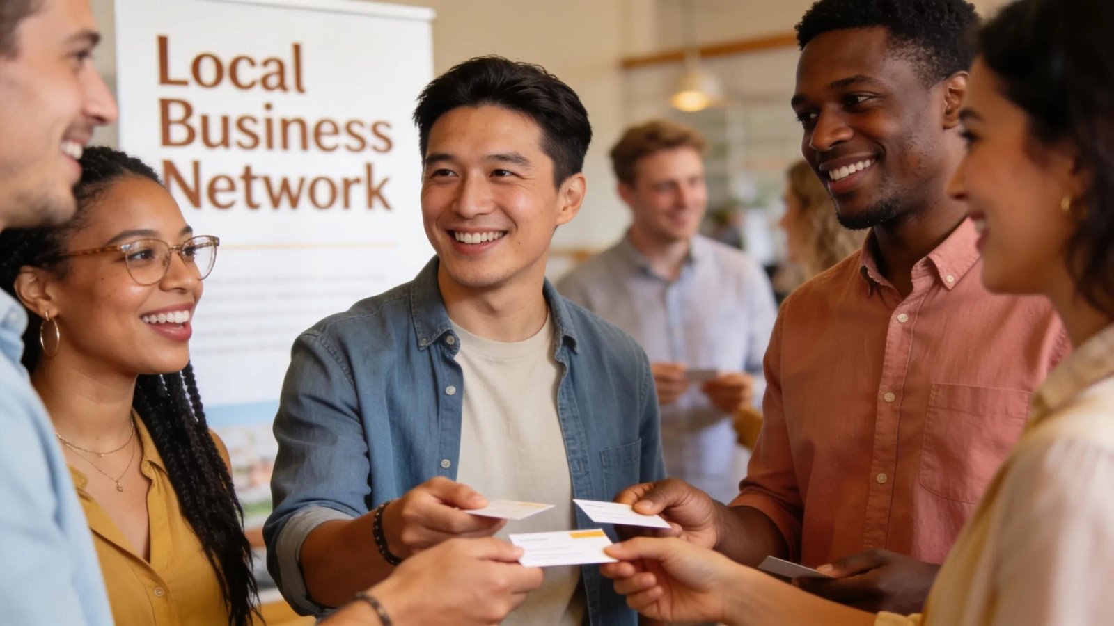 Small business owners at a community event