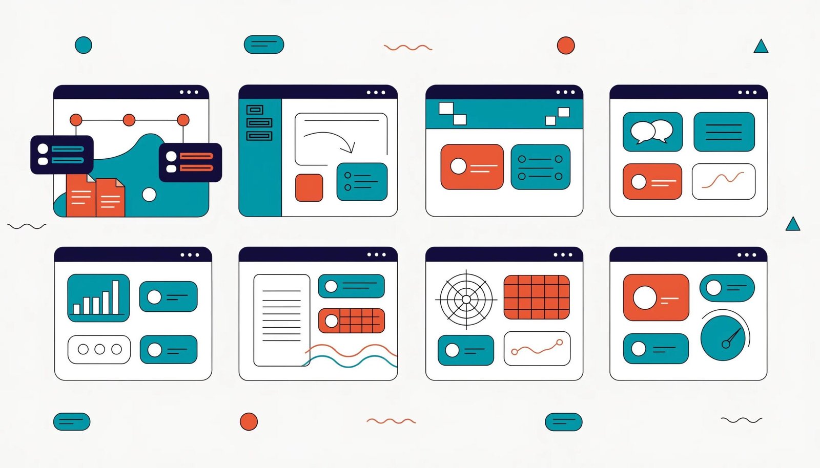 Variety of visually appealing AI SEO tools on a desktop highlighting their functionality